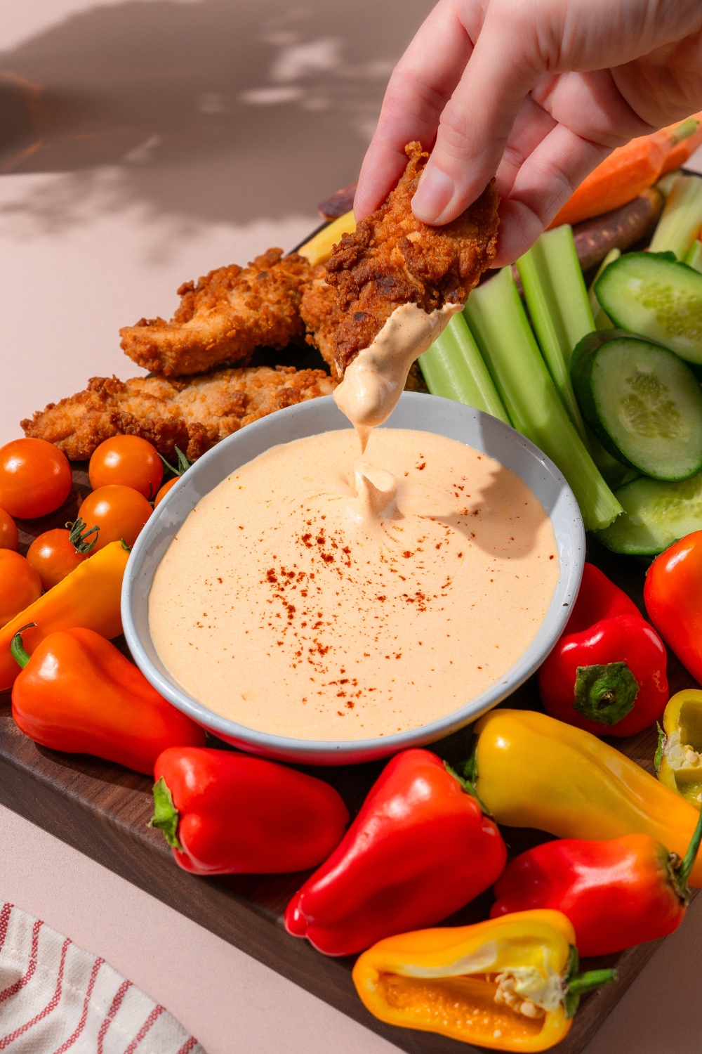 High Protein Buffalo Dipping Sauce - Made with Lifeway Farmer Cheese
