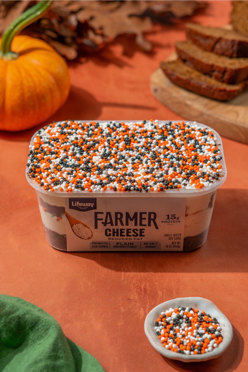 High Protein Halloween Dot Cake Made with Lifeway Farmer Cheese