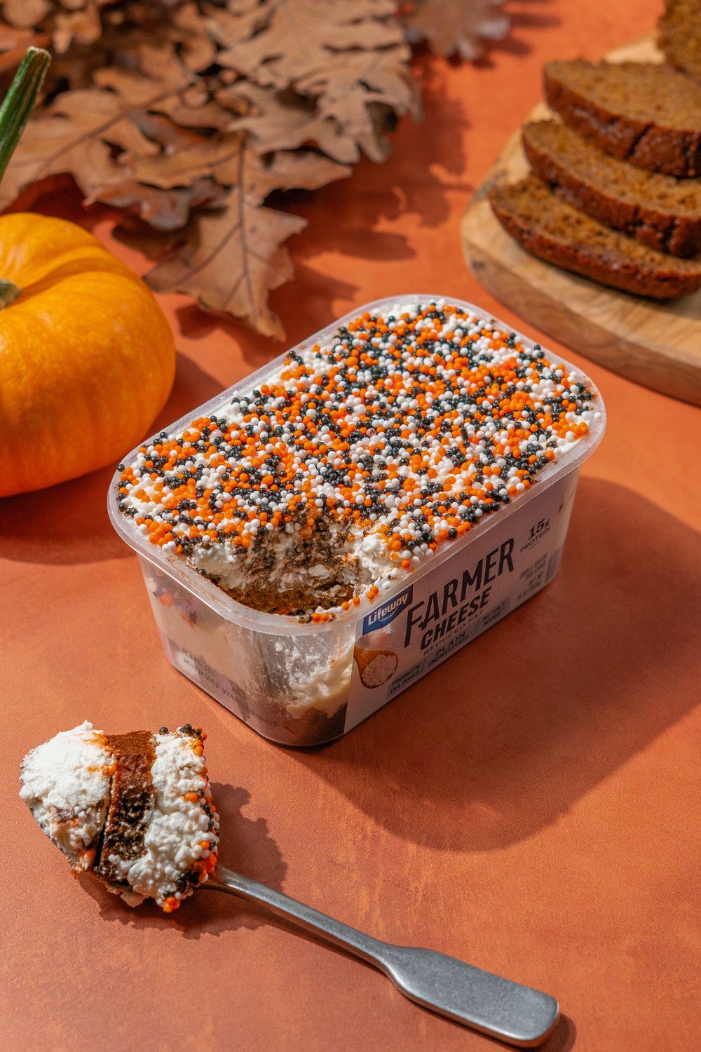 High Protein Halloween Dot Cake Made with Lifeway Farmer Cheese