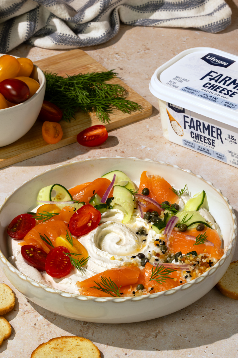 High Protein Lox Dip made with Lifeway Farmer Cheese
