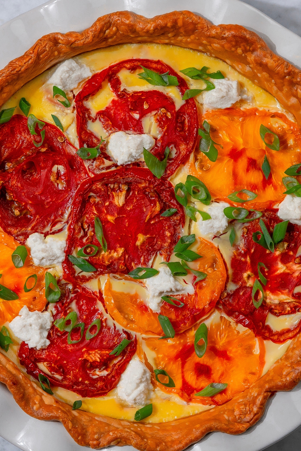 High Protein Roasted Tomato Quiche Made with Lifeway Kefir and Farmer Cheese