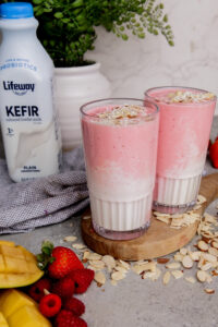 High Protein Tropical Berry Smoothies made with Lifeway Kefir