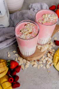 High Protein Tropical Berry Smoothies made with Lifeway Kefir