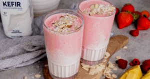 High Protein Tropical Berry Smoothies made with Lifeway Kefir