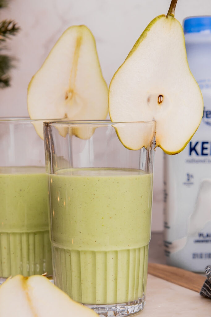 Holiday Kefir Pear Green Smoothie made with Lifeway