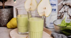Holiday Kefir Pear Green Smoothie made with Lifeway