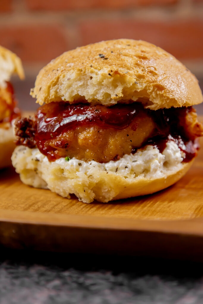 Honey BBQ Chicken Sliders made with Lifeway Farmer Cheese