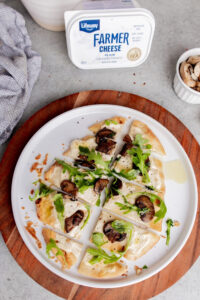 Hot Honey Farmer Cheese Veggie Flatbread made with Lifeway Farmer Cheese