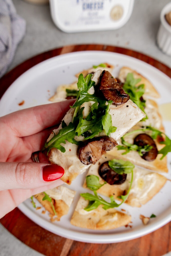 Hot Honey Farmer Cheese Veggie Flatbread made with Lifeway Farmer Cheese