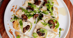 Hot Honey Farmer Cheese Veggie Flatbread made with Lifeway Farmer Cheese