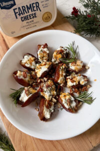 Hot Honey and Pecan Farmer Cheese Stuffed Dates made with Lifeway