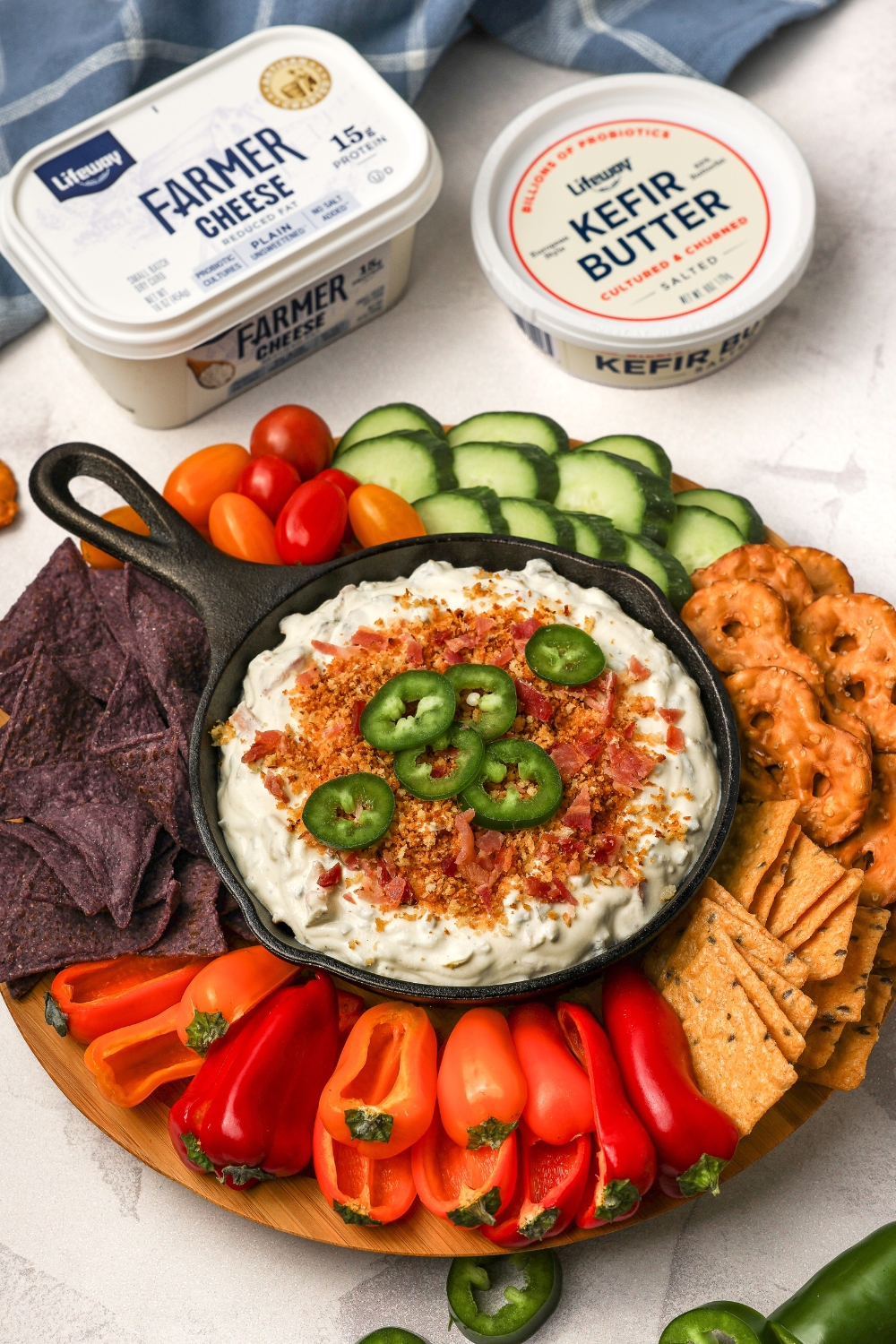 Jalapeño Popper Dip Made with Lifeway Farmer Cheese and Lifeway Kefir Butter 