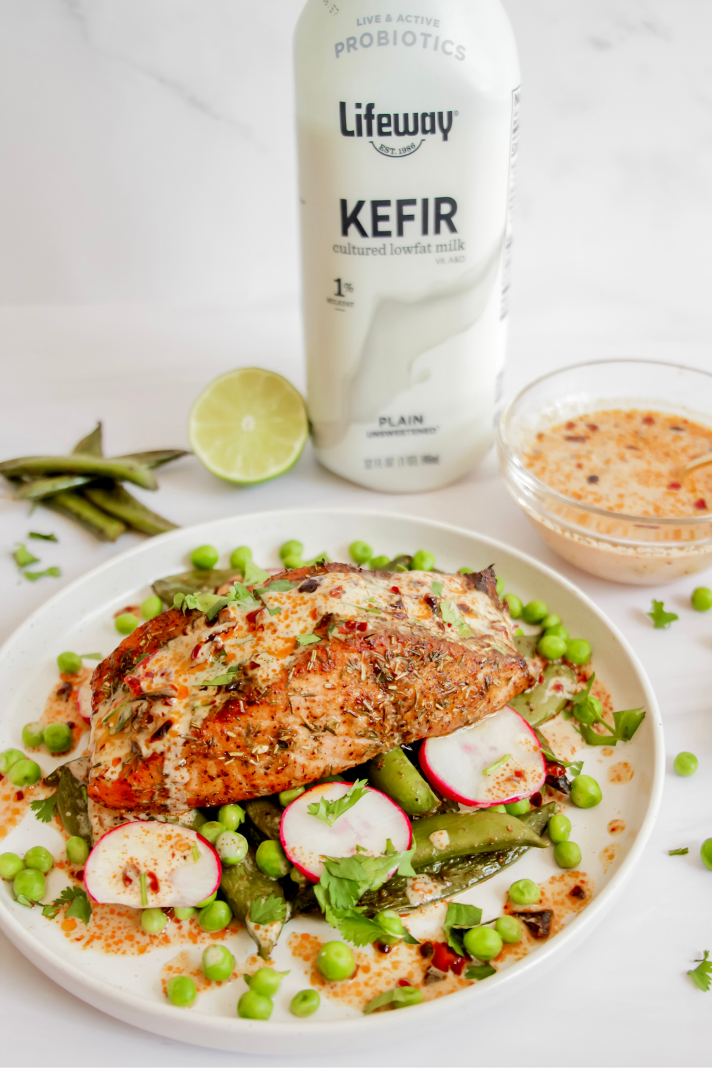 Kefir Glazed Teriyaki Salmon and Veggie Bowl made with Lifeway Kefir