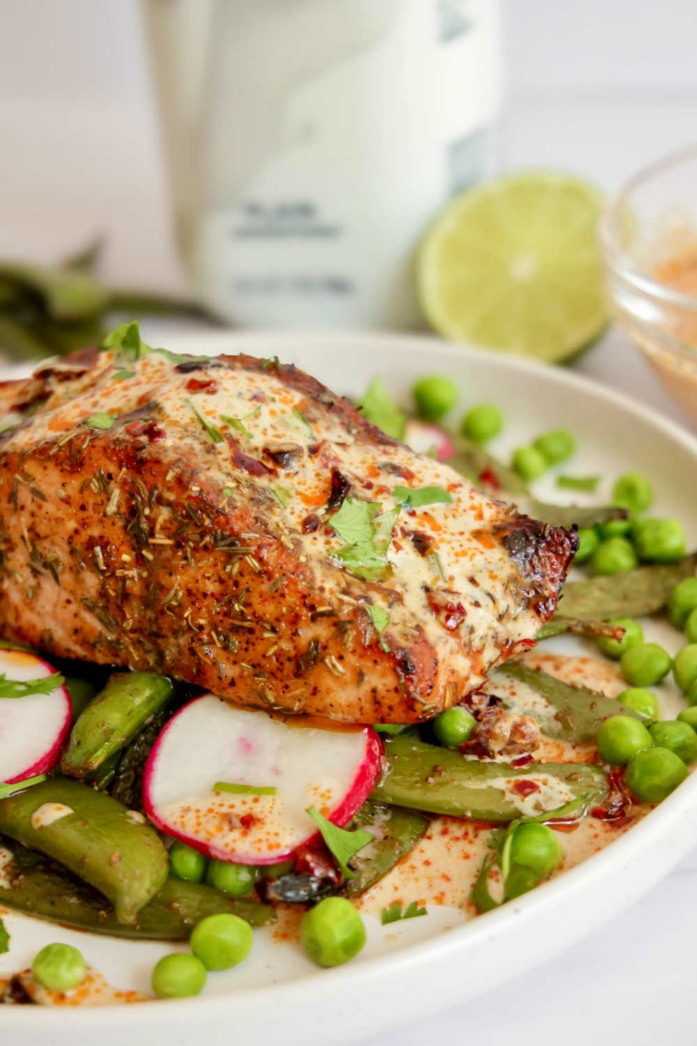 Kefir Glazed Teriyaki Salmon and Veggie Bowl made with Lifeway Kefir