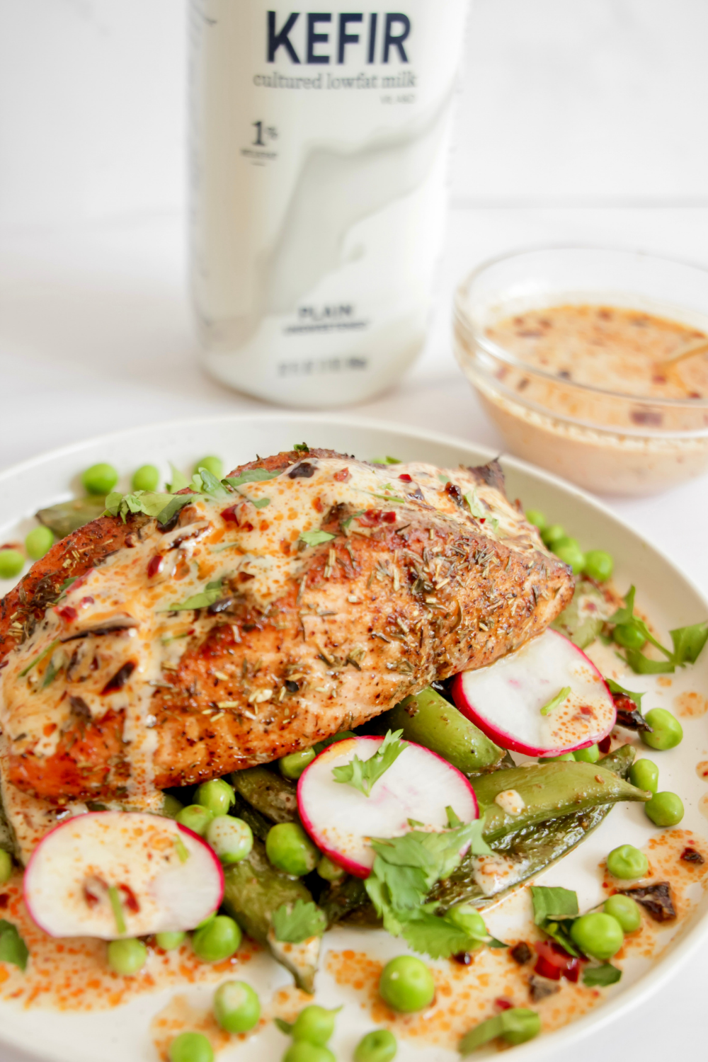 Kefir Glazed Teriyaki Salmon and Veggie Bowl made with Lifeway Kefir