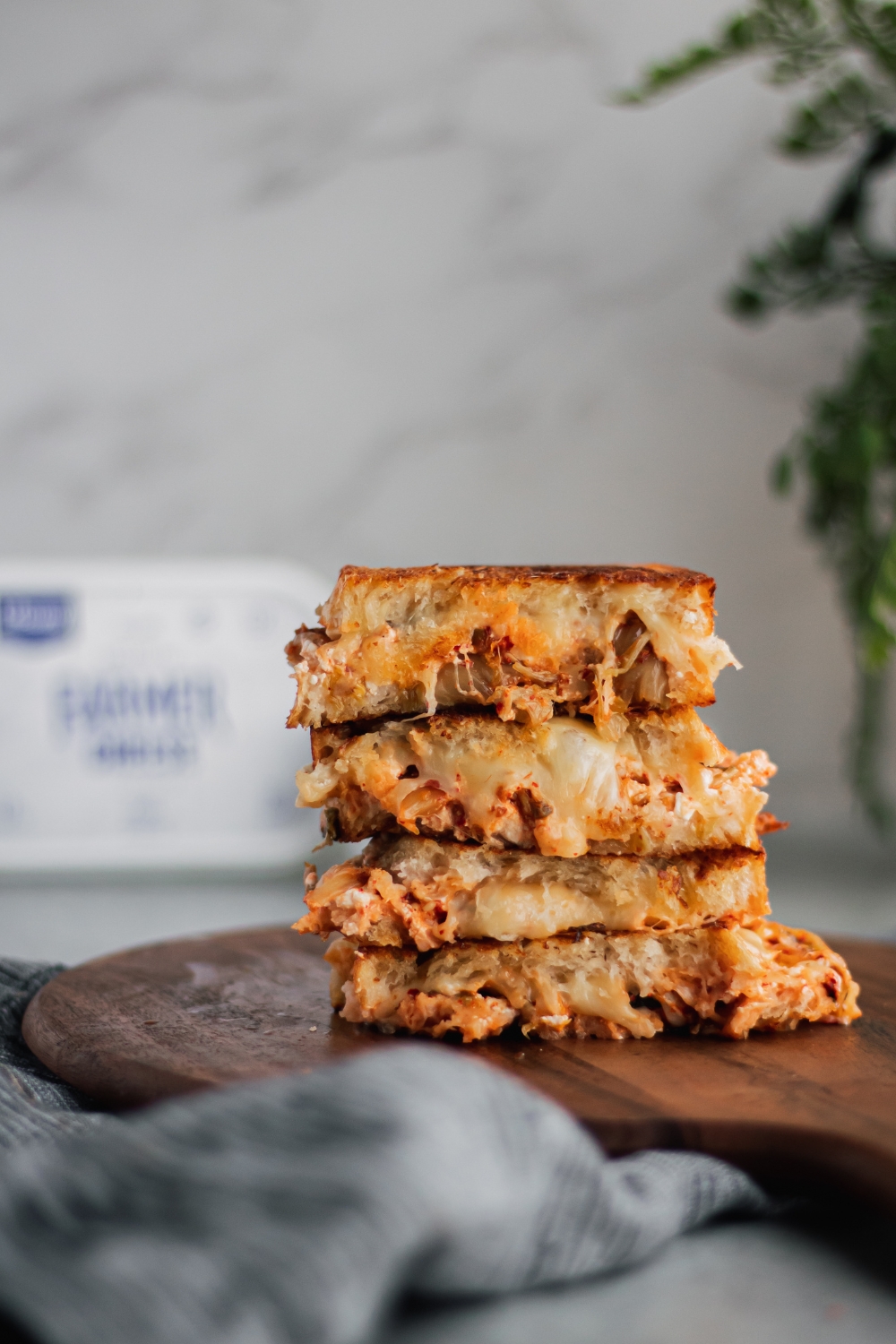 Kimchi Grilled Cheese Made with Lifeway Farmer Cheese