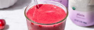 Layered Black Cherry Matcha Smoothie made with Lifeway Kefir