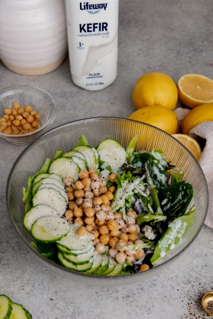 Lemon Pepper Probiotic Chickpea Salad made with Lifeway Kefir