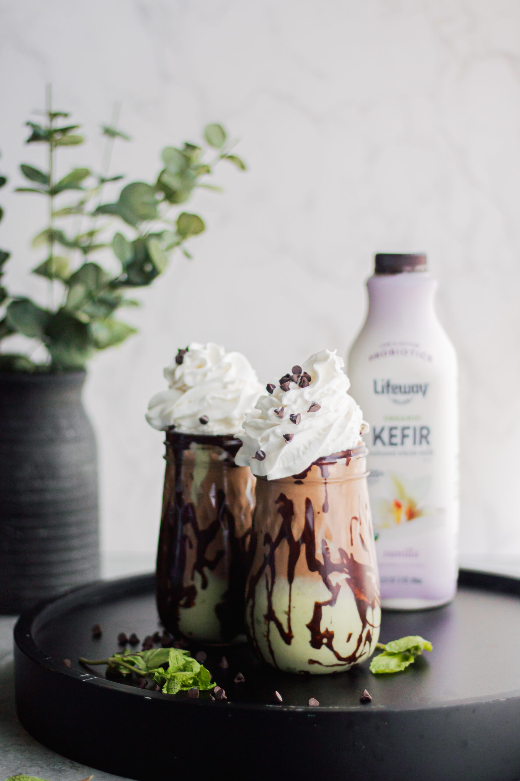 Lifeway Mint Chocolate Chip Smoothie made with Lifeway Kefir