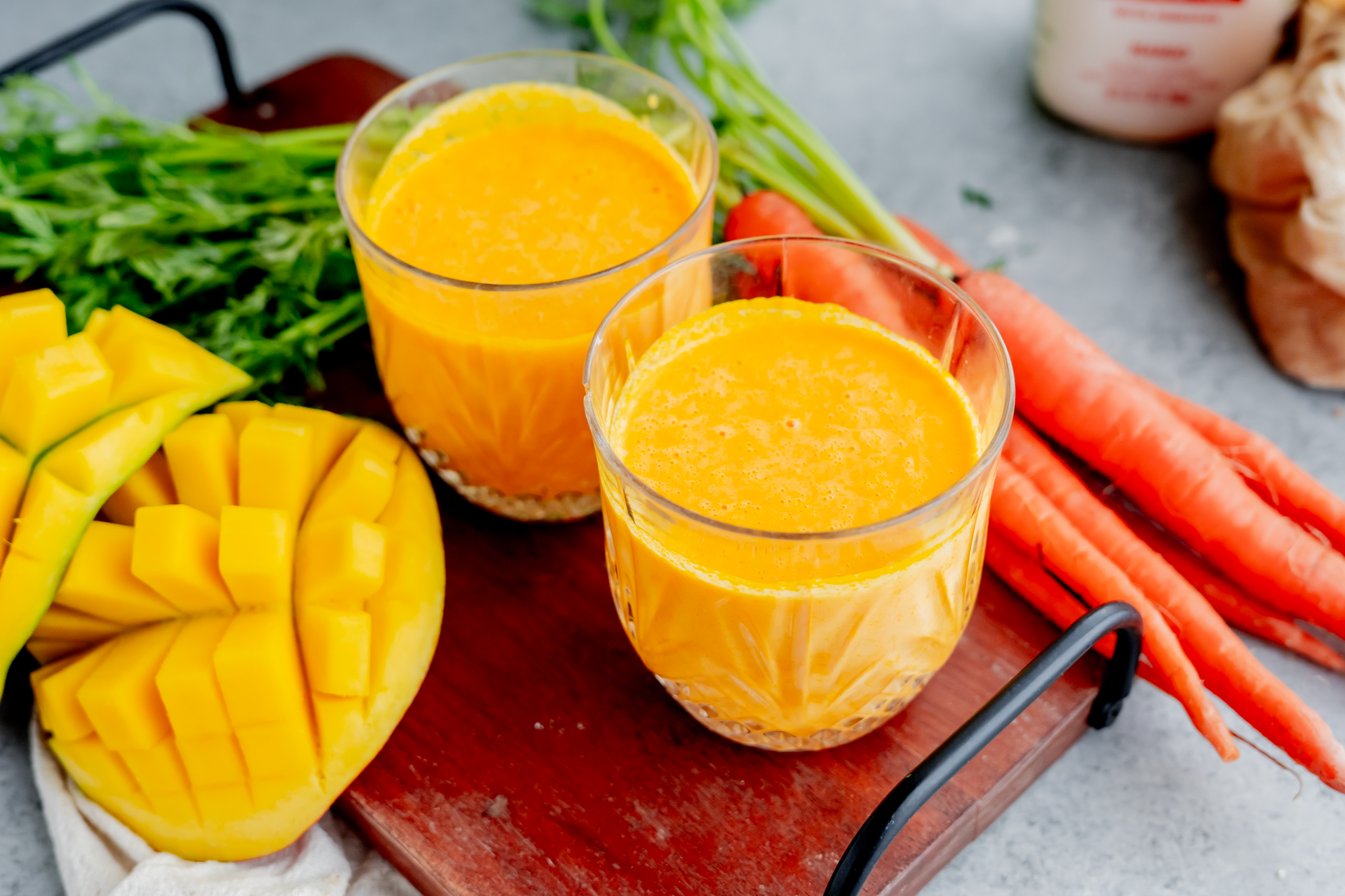 Mango Carrot Ginger Smoothie Made With Organic Grassfed Lifeway Kefir 