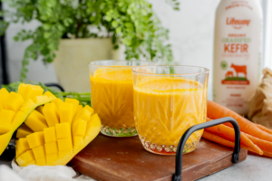 Mango Carrot Ginger Smoothie made with Organic Grassfed Lifeway Kefir