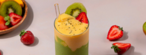 Mango Kiwi Layered Green Smoothie made with Lifeway Kefir