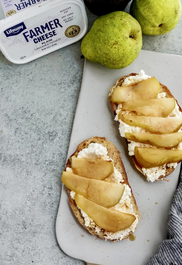 Maple Pear Farmer Cheese Toast made with Lifeway