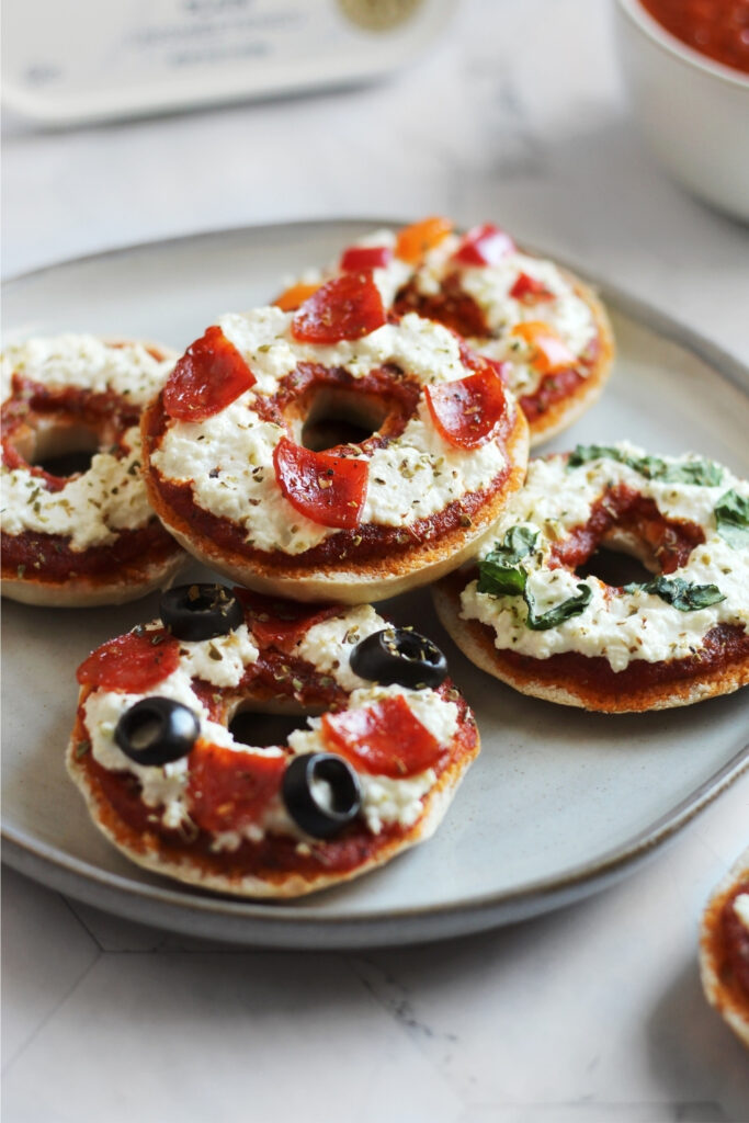 Mini Farmer Cheese Pizza Bagels made with Lifeway Farmer Cheese
