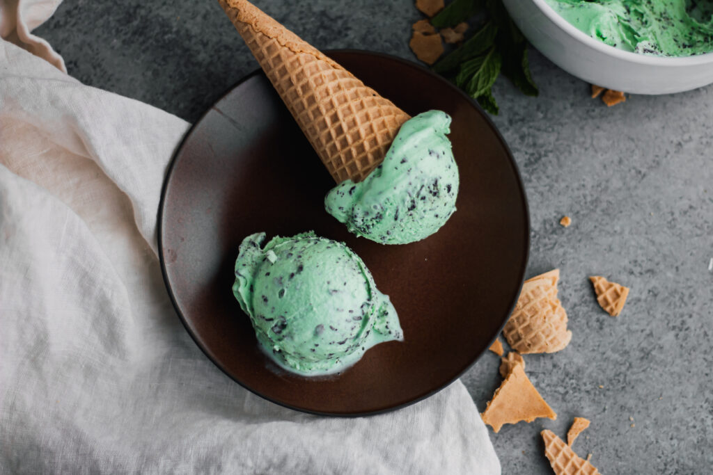 Mint Chocolate Chip Ice Cream made with Lifeway Kefir