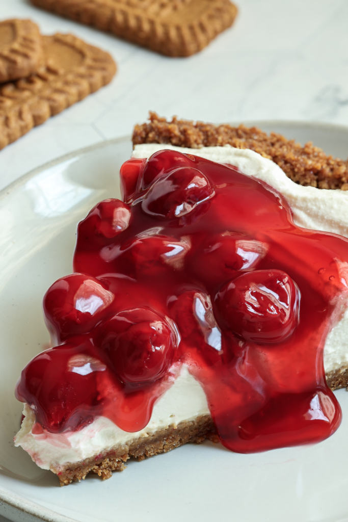No Bake Cherry Cheesecake Pie made with Lifeway Farmer Cheese