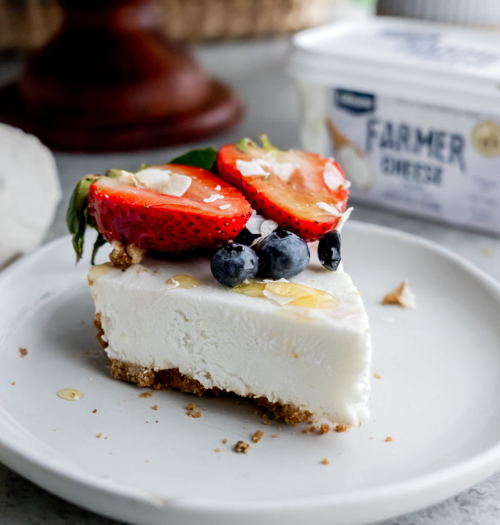 No-Bake Coconut Cream Probiotic Pie made with Lifeway Farmer Cheese and Lifeway Kefir