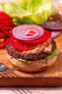 Open Face Burgers with Farmer Cheese Sauce - Made with Lifeway