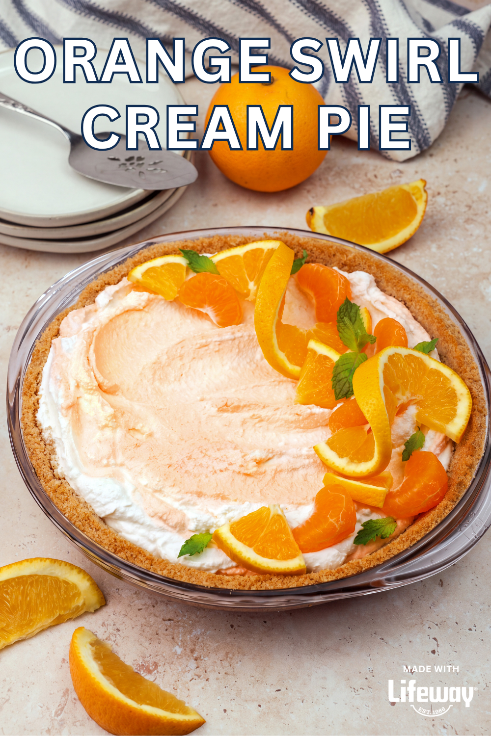 Orange Swirl Cream Pie made with Lifeway Kefir Butter