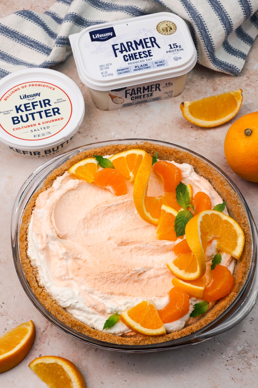 Orange Swirl Cream Pie with Lifeway Kefir Butter and Farmer Cheese 