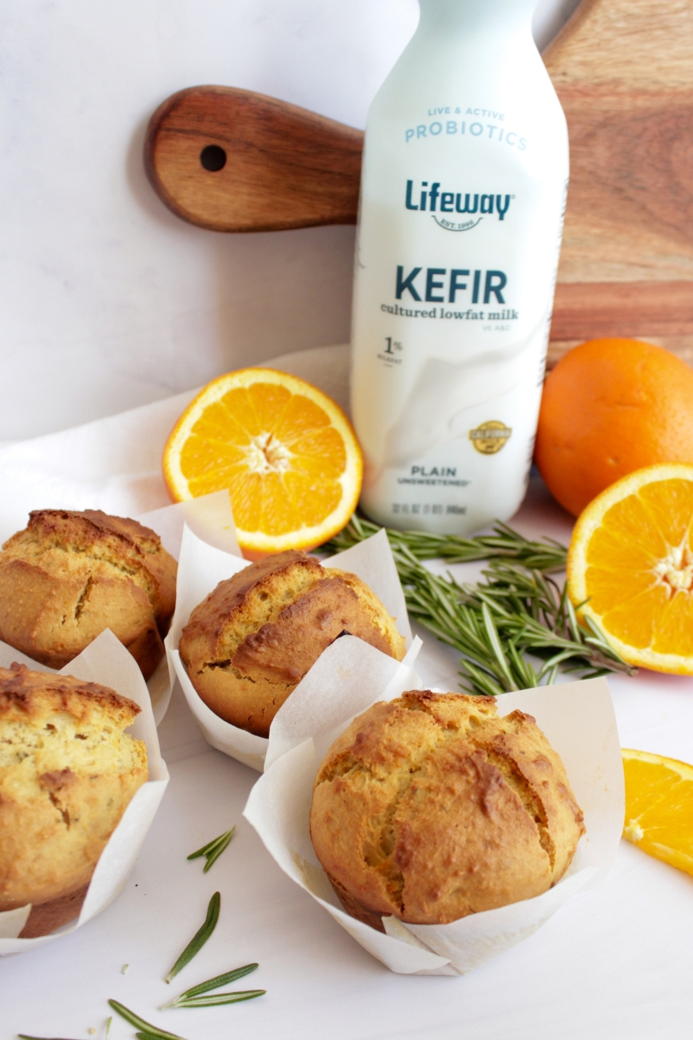 Orange and Rosemary Oat Flour Muffins made with Lifeway Kefir