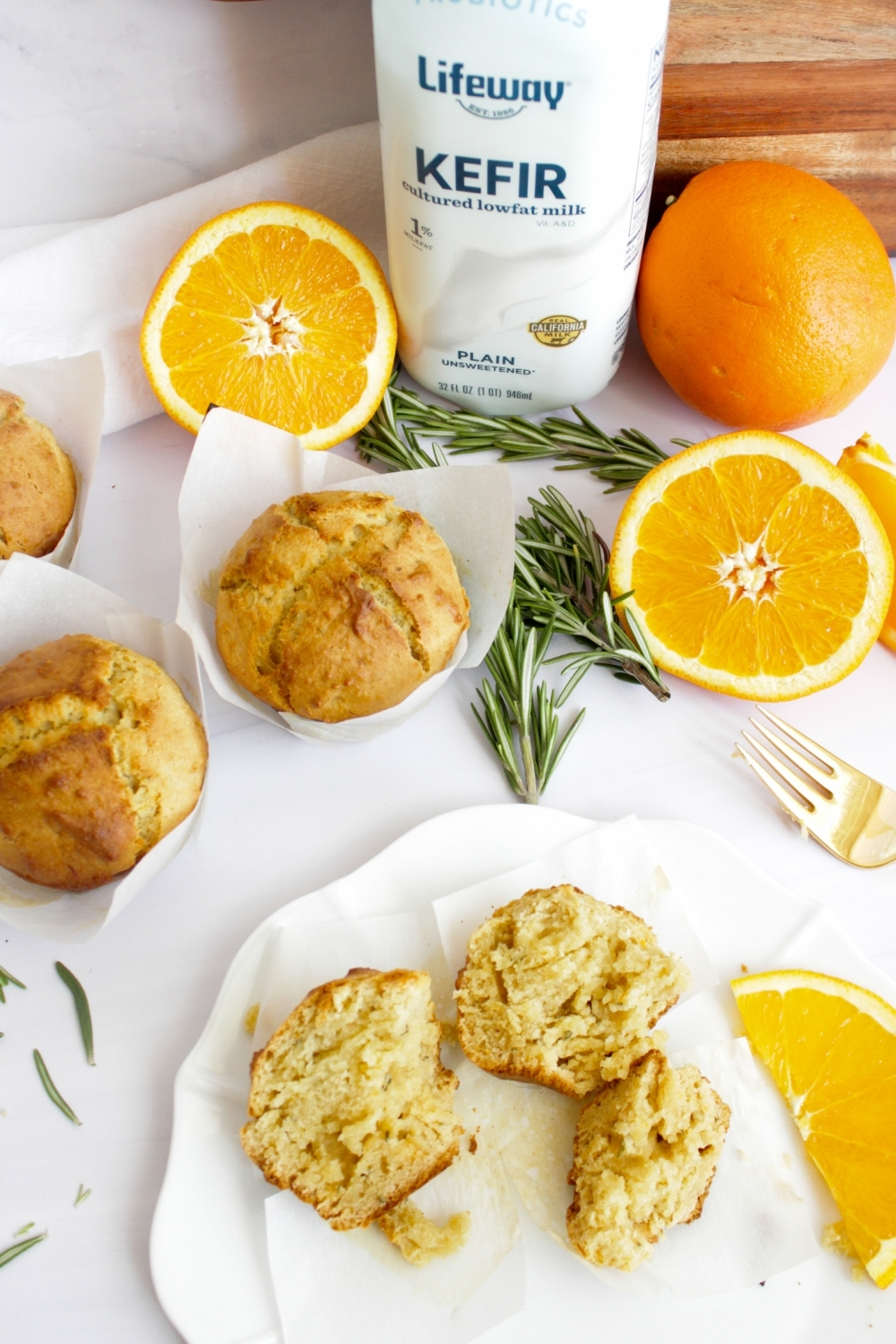 Orange and Rosemary Oat Flour Muffins made with Lifeway Kefir