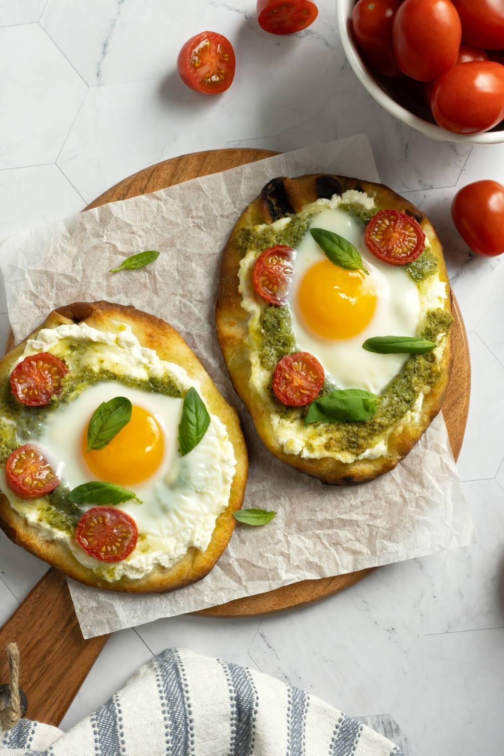 Personal Breakfast Pizzas made with Lifeway Farmer Cheese