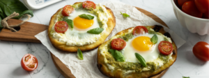Personal Breakfast Pizzas made with Lifeway Farmer Cheese