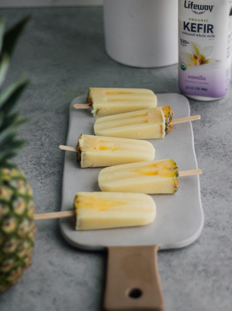 Pineapple Popsicles made with Lifeway Kefir