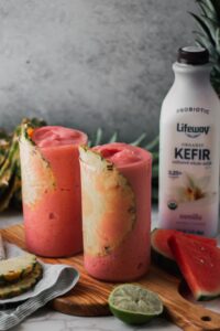 Pineapple Watermelon Slush made with Organic Vanilla Lifeway Kefir