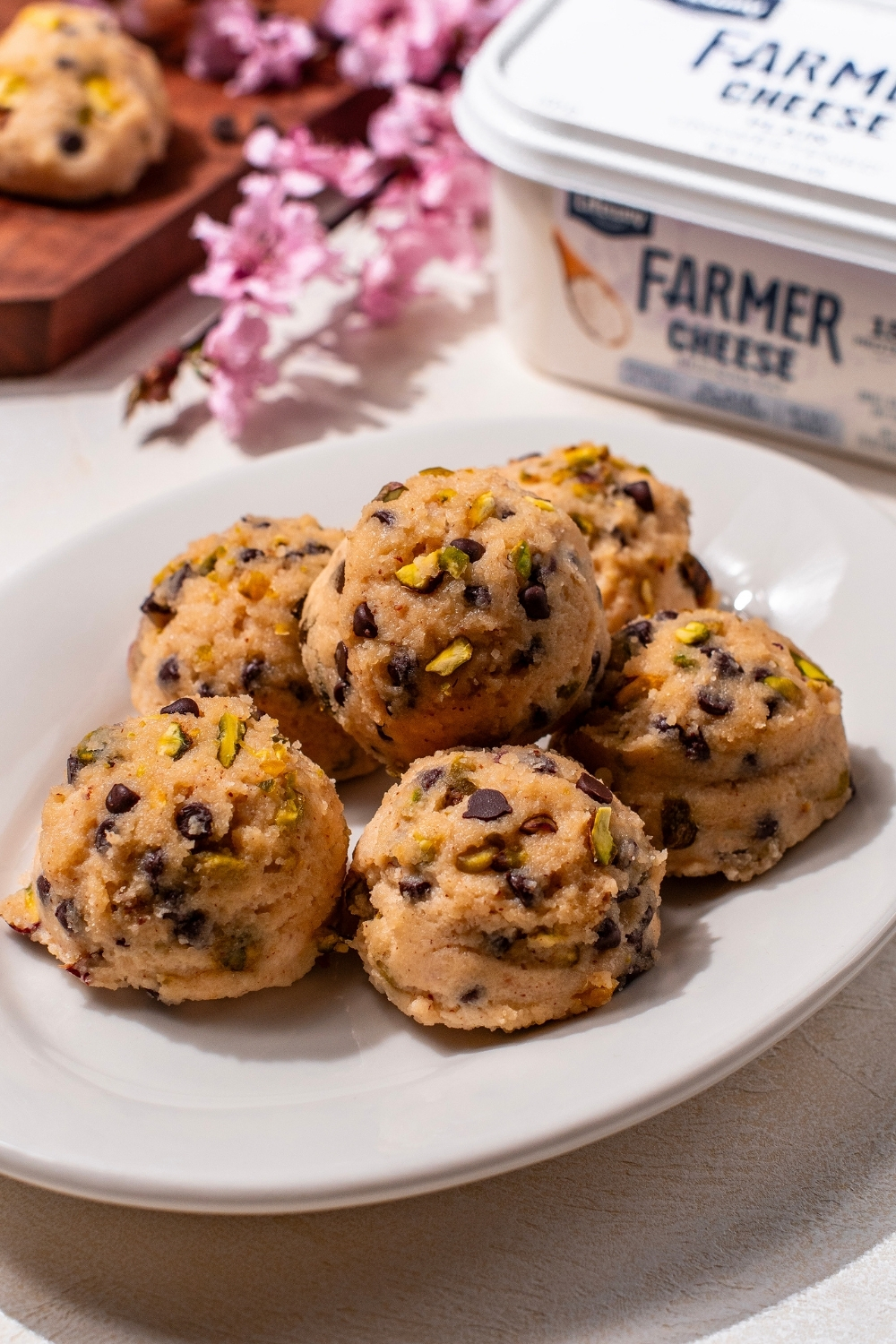 Pistachio Cookie Dough Bites made with Lifeway Farmer Cheese