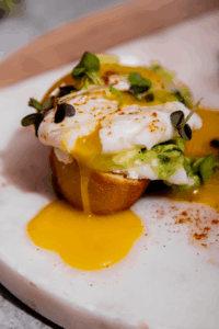 Poached Egg and Avocado Baguette made with Lifeway Farmer Cheese