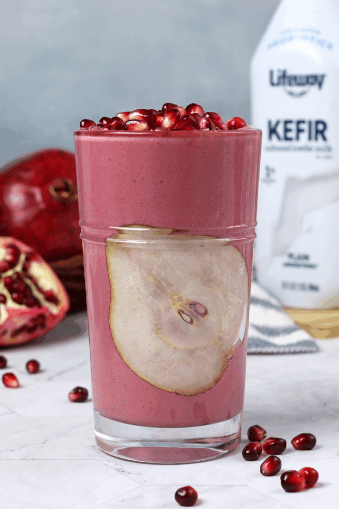 Pomegranate Pear Smoothie with Lifeway Kefir 