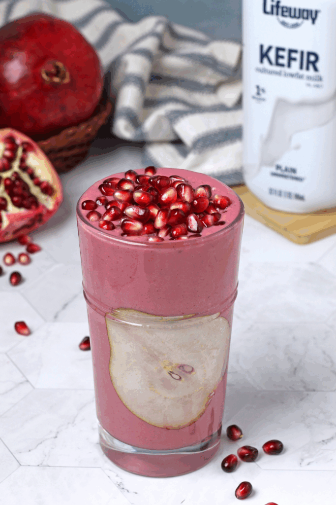 Pomegranate Pear Smoothie with Lifeway Kefir 