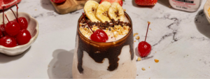 Probiotic Banana Split Smoothie made with Lifeway Muscle Mates