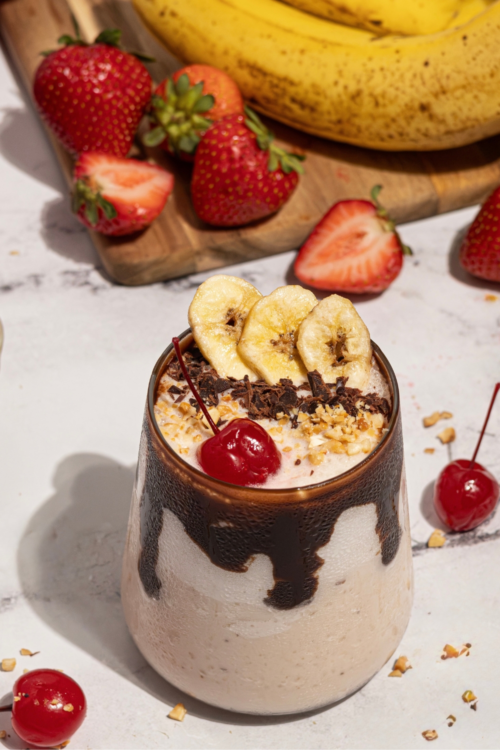 Probiotic Banana Split Smoothie made with Lifeway Muscle Mates