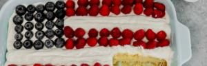 Probiotic Flag Cake made with Lifeway Kefir and Farmer Cheese