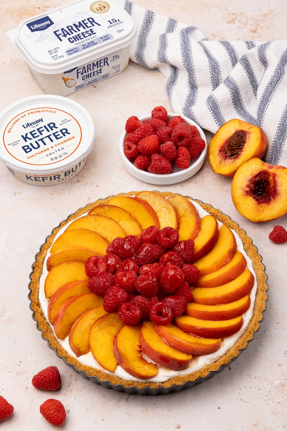 Probiotic Peach Raspberry Tart made with Lifeway Farmer Cheese and Lifeway Kefir Butter