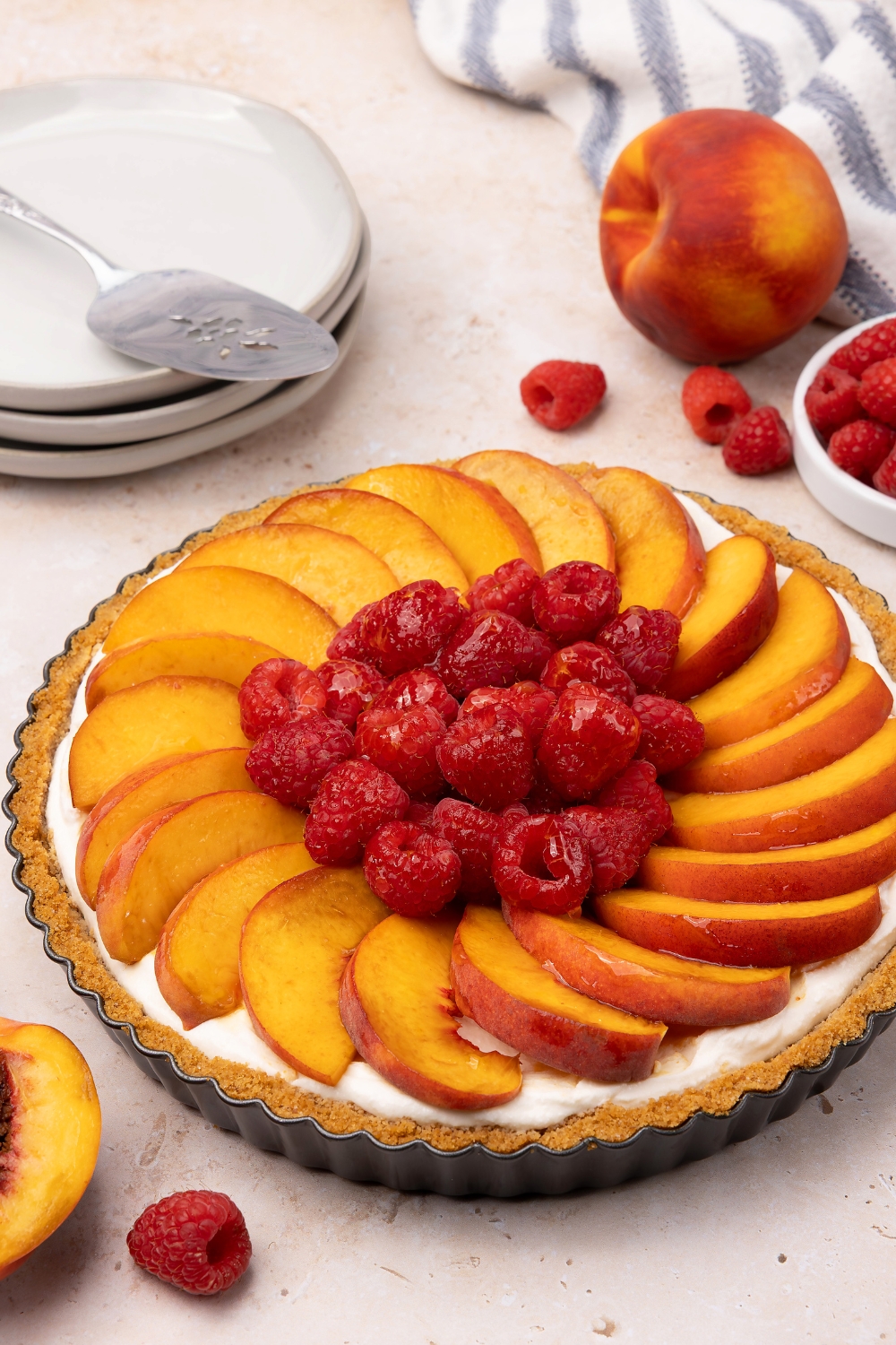 Probiotic Peach Raspberry Tart made with Lifeway Farmer Cheese and Lifeway Kefir Butter