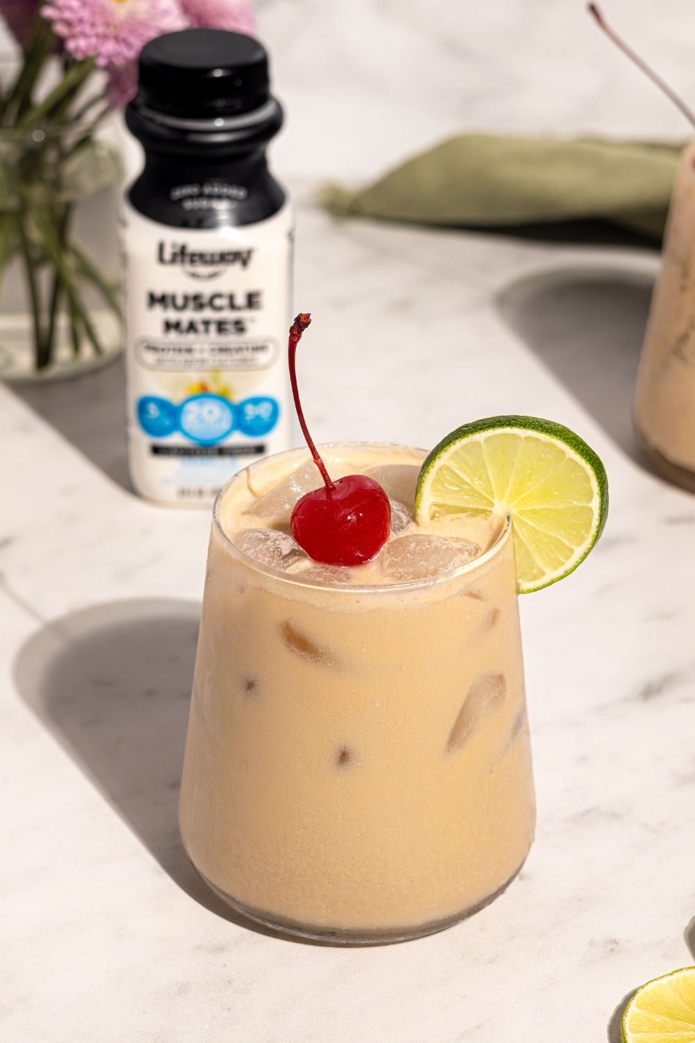 Probiotic Protein Dirty Soda Made with Lifeway Muscle Mates Kefir